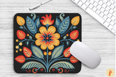 Canadian Folk Art Flowers Mouse Pad