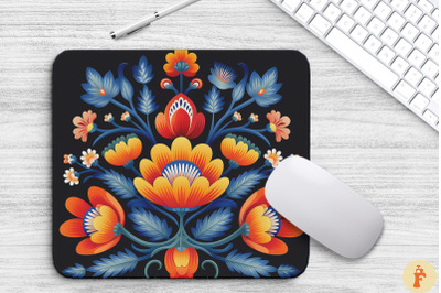 Dutch Folk Art Flowers Mouse Pad