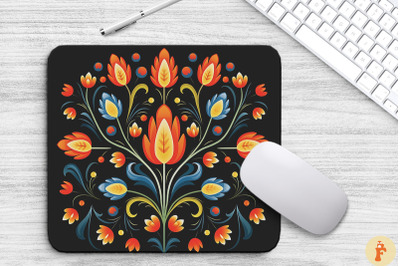 Impressing Folk Art Floral Mouse Pad