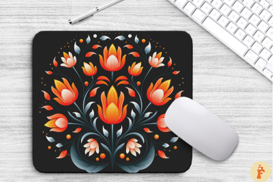 Impressing Folk Art Floral Mouse Pad