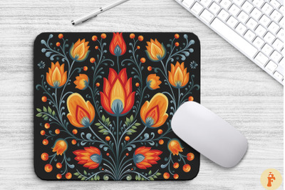 Impressing Folk Art Floral Mouse Pad