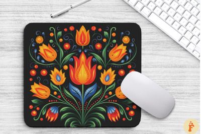 Impressing Folk Art Floral Mouse Pad