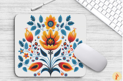 Canadian Folk Art Flowers Mouse Pad