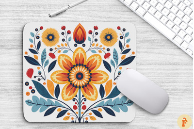 Canadian Folk Art Flowers Mouse Pad