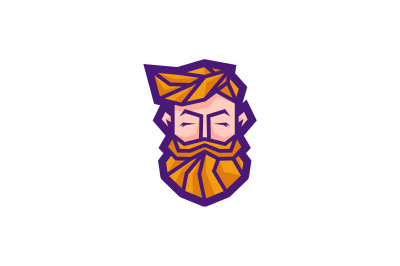 beard man vector template logo design