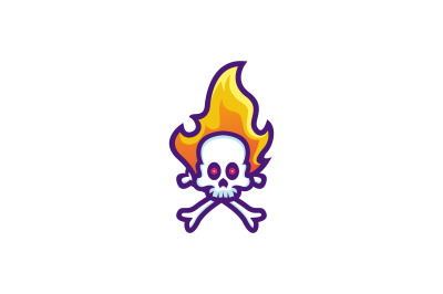 fire skull vector template logo design