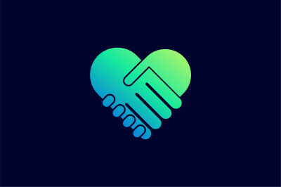 heart greeting hands vector template logo design