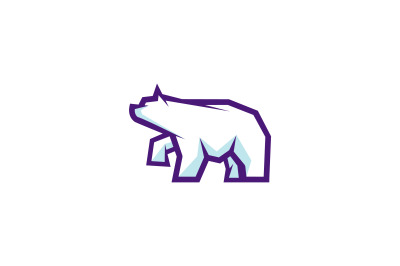 polar bear lineart vector template logo design