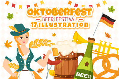 17 Happy Oktoberfest Beer Festival Illustration