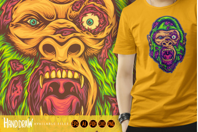 Fright night scary monkey head monster zombie