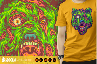 Fright night scary head bear monster zombie