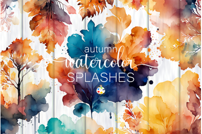 Autumn Splashes - Seasonal Watercolor Background Textures