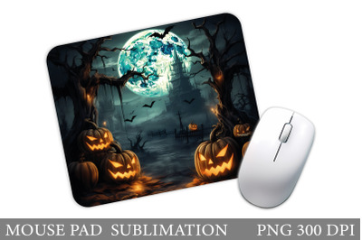 Scary Pumpkin Mouse Pad Sublimation. Halloween Mouse Pad