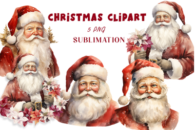 Traditional christmas clipart Santa claus. Sublimation