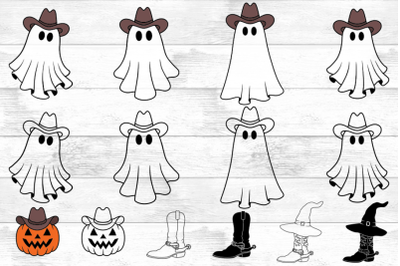 Cowboy Ghost SVG PNG, Cowboy Ghost Halloween, Cute Ghost Clipart.