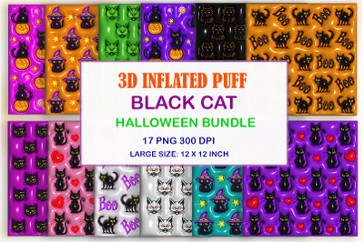 3D Inflated Black Cat Halloween Design