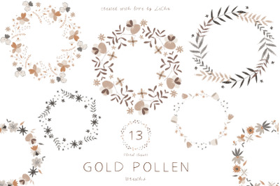 Wildflowers Wreath Clipart Wild Flowers Frame Png Gold Pollen Herbs