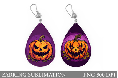 Scary Pumpkin Teardrop Earring. Halloween Earring Design