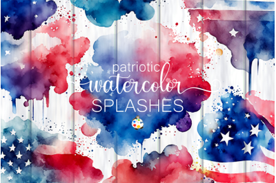 Patriotic Watercolor Splashes - Transparent Textures