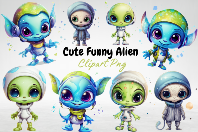 Cute Funny Alien Sublimation Clipart