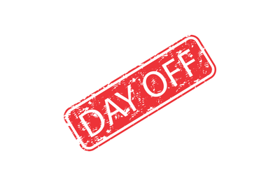Rubber stamp day off. Vector off-duty, time out and personal day,