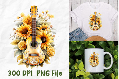 Hippie Sunflower Retro Guitar