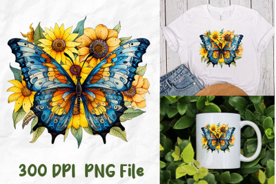 Hippie Sunflower Colorful Butterfly