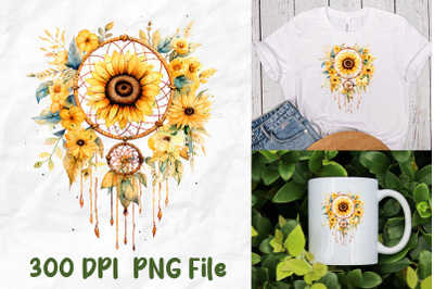 Hippie Sunflower Retro Dreamcatcher