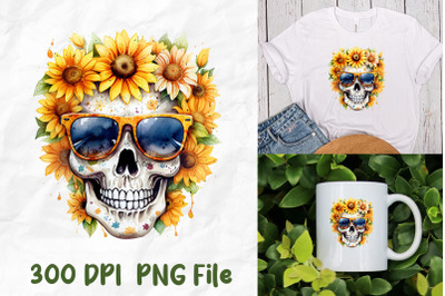 Hippie Sunflower Skull Sunglasses