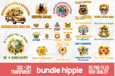 Hippie Sunflower Retro Bundle Design