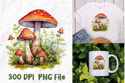 Hippie Mushroom Garden Watercolor