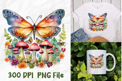 Hippie Mushroom Colorful Butterfly