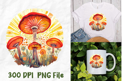 Hippie Mushroom Sunshine Retro