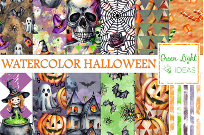 Watercolor Halloween Digital Papers, Spooky Sublimation Backgrounds