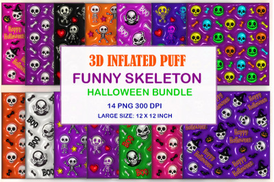 3D Inflated Skeleton Halloween Bundle-20 Designs-230923