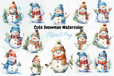 Cute Snowman Watercolor Sublimation