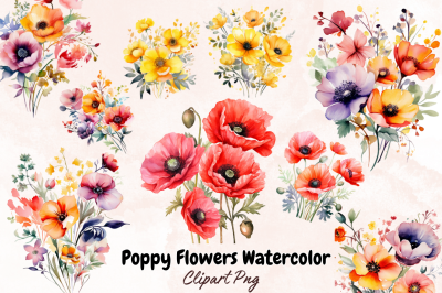 Poppy Flowers Watercolor Sublimation