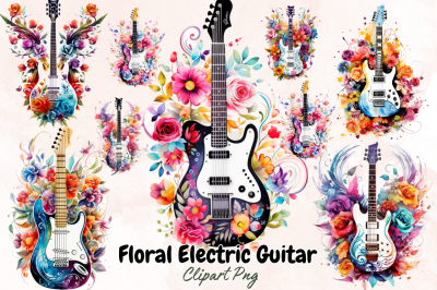 Floral Electric Guitar Sublimation