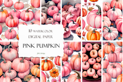 Pink Pumpkin Halloween Digital Paper Set