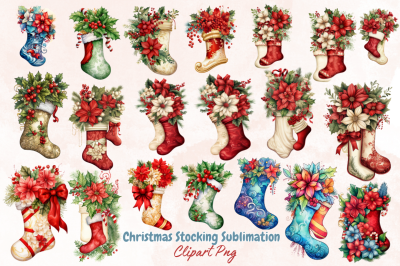 Christmas Stocking Sublimation Clipart