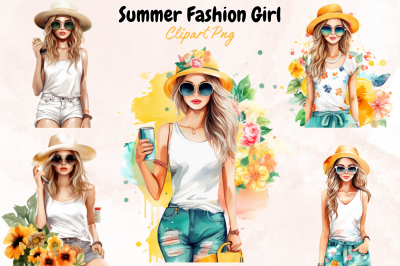 Summer Fashion Girl Clipart Sublimation