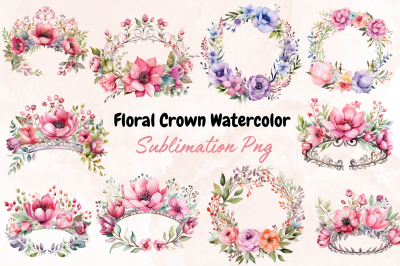 Floral Crown Watercolor Clipart