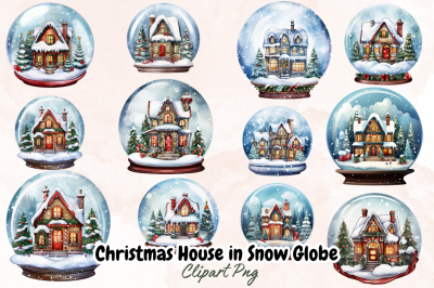 Christmas House in Snow Globe Clipart