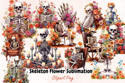 Skeleton Flower Sublimation Clipart