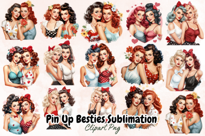 Pin Up Besties Sublimation Clipart