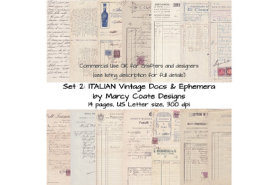 ITALIAN Vintage Documents &amp; Ephemera Set 2