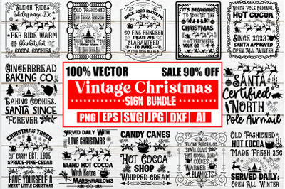 Vintage Christmas Sign Bundle,Vintage Christmas Bundle, Vintage Christ