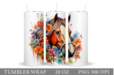 Horse Tumbler Wrap Sublimation. Horse Watercolor Tumbler