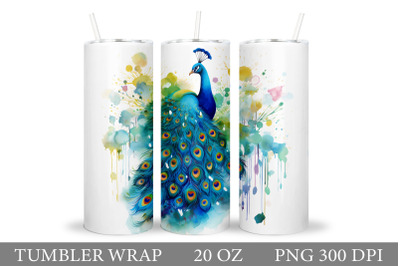 Peacock Tumbler Sublimation. Peacock Watercolor Tumbler