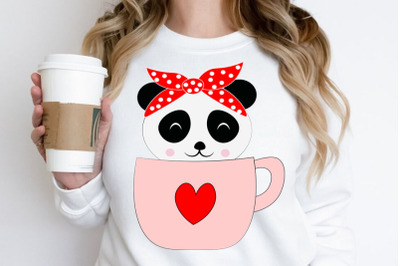 Panda SVG, Panda in a coffee cup,  Panda Clipart, Cute baby panda SVG,